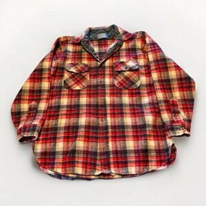 Vintage Pendleton Men’s Shirt XL Red/Blue/Gray Pure Virgin Wool 70s Made In USA